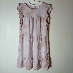 Bella Dahl Tiered Ruffle Dress Pink Tie Dye Size Small